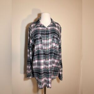 C&C California Pink and Black Plaid Shirt